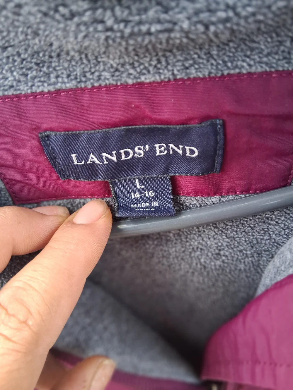 Lands' End Women's Burgundy Ski Jacket with Gray Lining